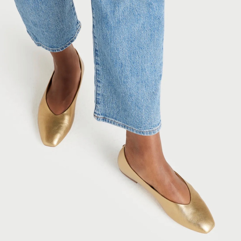 Birdies Crane Ballet Flats in Gold